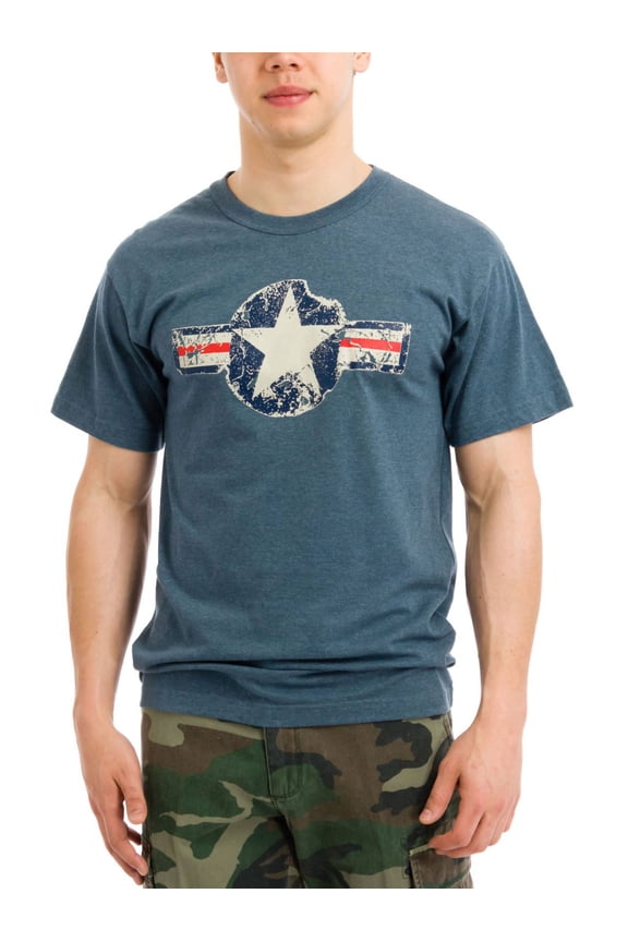 Blue Vintage Air Corp Distressed T-shirt