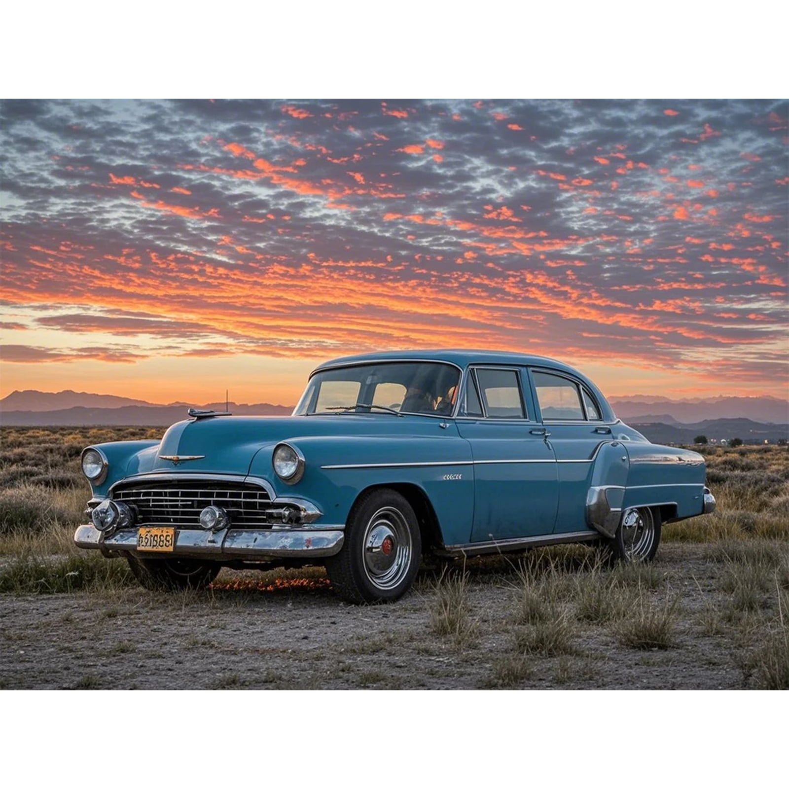 Blue Vintage Car 5D Diamond Painting DIY Kits Antique Car Diamond Art