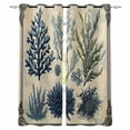 thumbnail image 1 of Blue Vintage Coral Blackout Curtains for Bedroom Living Room Darkening Curtains 63 Inches Long Retro Summer Botanical Window Curtain 2 Panels Set Insulated Window Treatment Grommet Drapes 42"x63", 1 of 9
