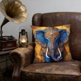 thumbnail image 1 of Blue Vintage Elephant Print Velvet Throw Pillow Cover 18x18 Inches - Soft Short Pile Decorative Accent Pillow for Couch, Boho Tribal Living Room Home Decor, 1 of 5