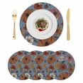 thumbnail image 1 of Blue Vintage Peony Round 15 Inch Placemats Set of 4, Summer Botanical Retro Art HeatResistant Non Slip Place Mats for Dining Table, Wipeable Braided Kitchen Table Mats for Housewarming, 1 of 9
