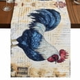 thumbnail image 1 of Blue Vintage Rooster 72 Inch Table Runner, Pastoral Elegant Animals Watercolor Farmhouse Dresser Scarf Cotton & Linen Tablerunner for Dining/Kitchen Island/Holiday Party Décor 13" x 72", 1 of 9