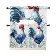 thumbnail image 1 of Blue Vintage Rooster Kitchen Curtains Sets 36 Inch Length with Valance, Spring Floral Elegant Animals Swag Valances and Tiers Curtain Set Drapes Swag Curtains for Living Room, Bathroom, Bedroom, Cafe, 1 of 6