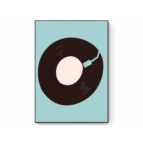 Blue Vinyl Record Retro Pop Art Wall Art, Unframed Paper Print Size 8x12