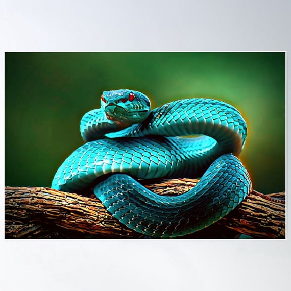Blue Viper (Snake) Poster Wall Art Modern Wall Decor For Living Room Bedroom
