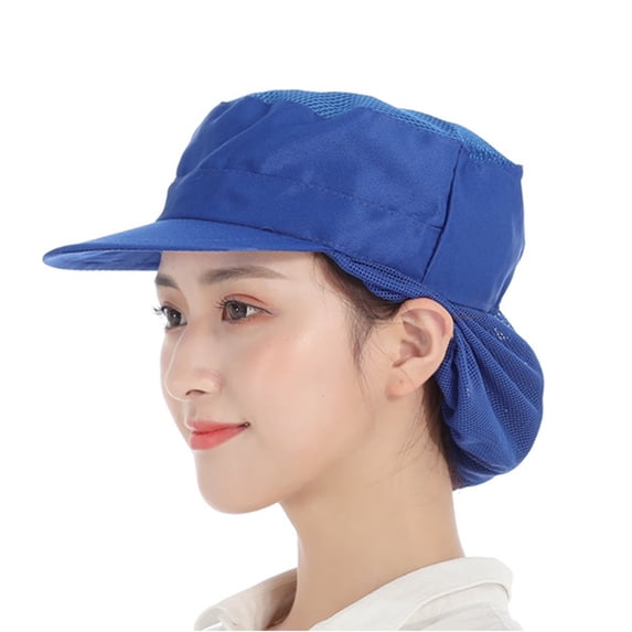 Blue Visors Hat Solid Color Skin Friendly Cotton Mesh Catering Waiter Kitchen Cap for Cooking