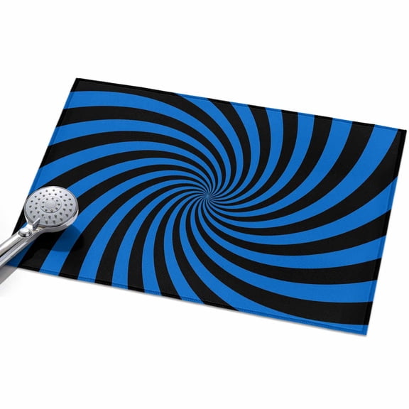 Blue Vortex 2x3ft Non Slip Area Rug Abstract Navy Blue Black Lime Spiral Optical Motion Style Washable Soft Area Rugs for Living Room, Indoor Circle Carpet for Bedroom Dining Room Kitchen