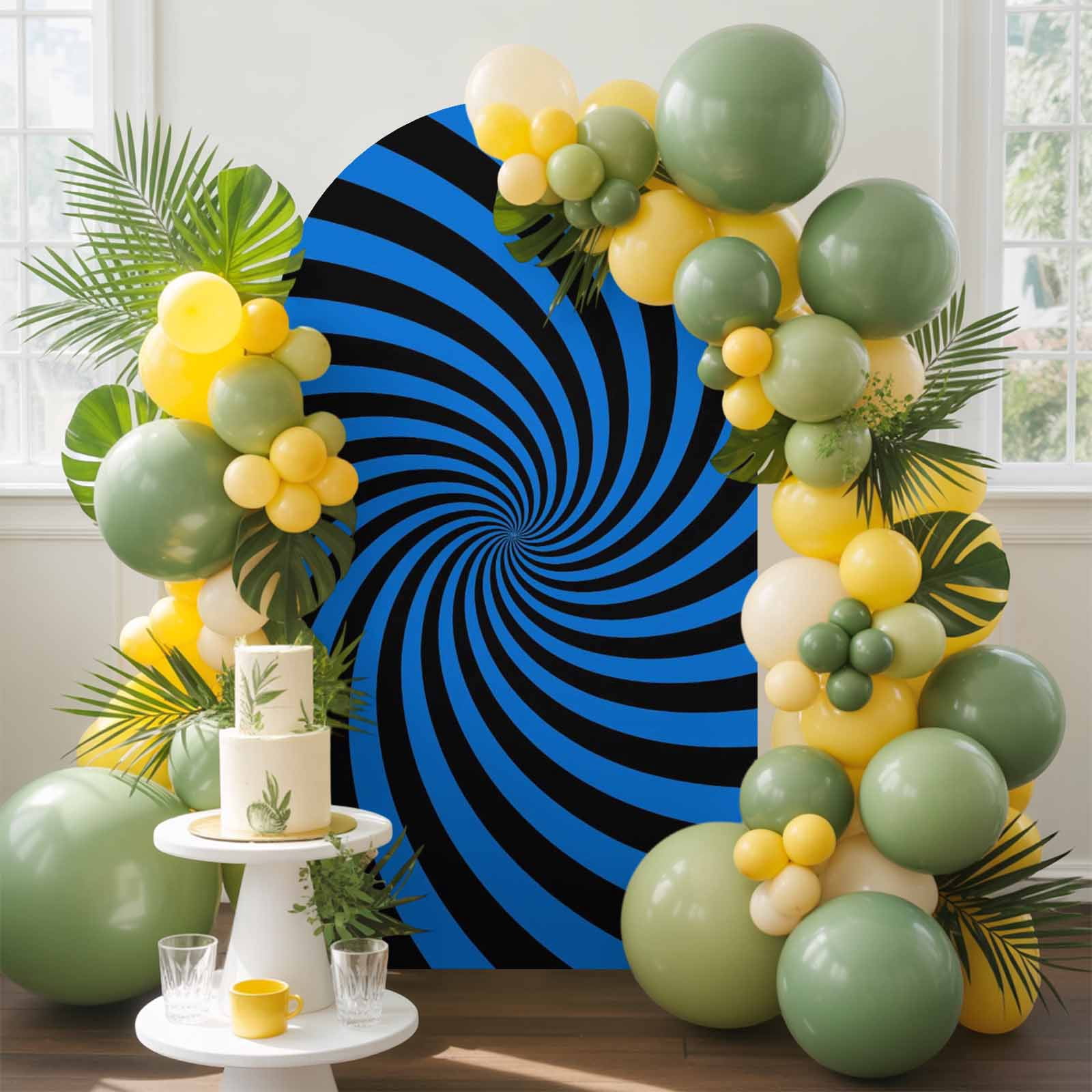Blue Vortex Arch Backdrop Cover, 4FT, Abstract Navy Blue Black Lime ...