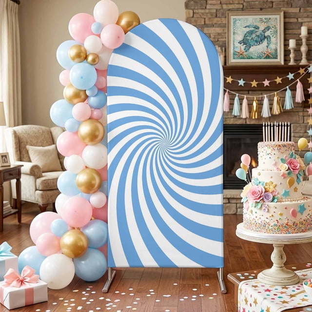 Blue Vortex Arch Backdrop Covers 4 FT, Abstract White Sky Blue Spiral ...