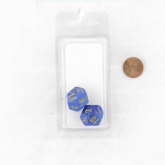 Blue Vortex Dice with Gold Numbers D12 Aprox 16mm (5/8in) Pack of 2 Wondertrail