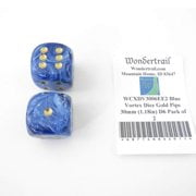 Blue Vortex Dice with Gold Pips 30mm (1.18in) D6 Pack of 2 Wondertrail