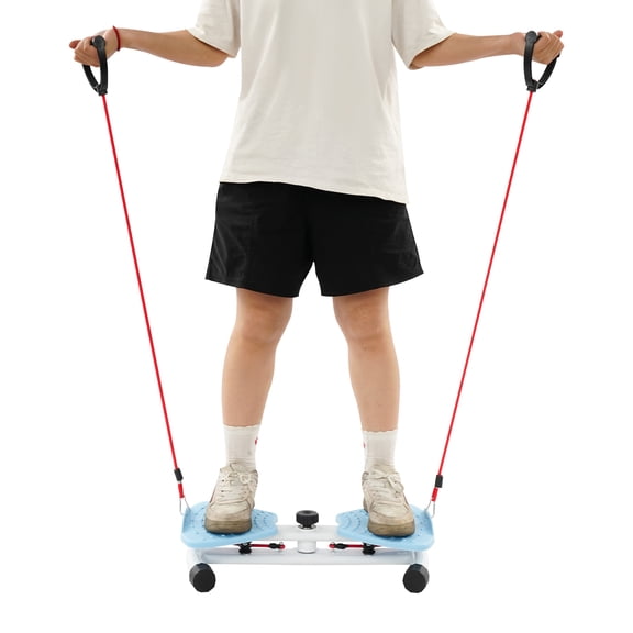 Blue Waist Twister Machine Exercise, Adjustable Ab Twist Board Resistance Bands & Handrails, Ab Workout Machine for Home Gym, Core Strength Training Equipment with 330 lbs Weight Capacity