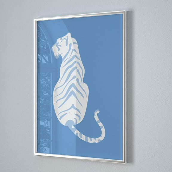 Blue Wall Art College Apartment Decor, Aesthetic Prints, Blue Tiger Dorm Room Decor, Preppy Poster, Cute Bar Cart Prints, Retro Girls Room Wall Art, Modern Wall Decor, 8x12 UNFRAMED