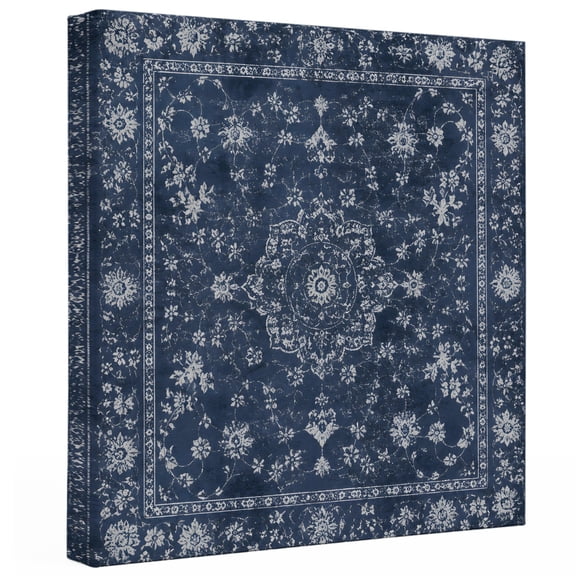 Blue Wall Art for Living Room Bedroom, Canvas Art Prints Paintings, Vintage Boho Floral Rustic Abstract Art Wooden Framed Artwork Pictures Home Wall Decor 8x8 In