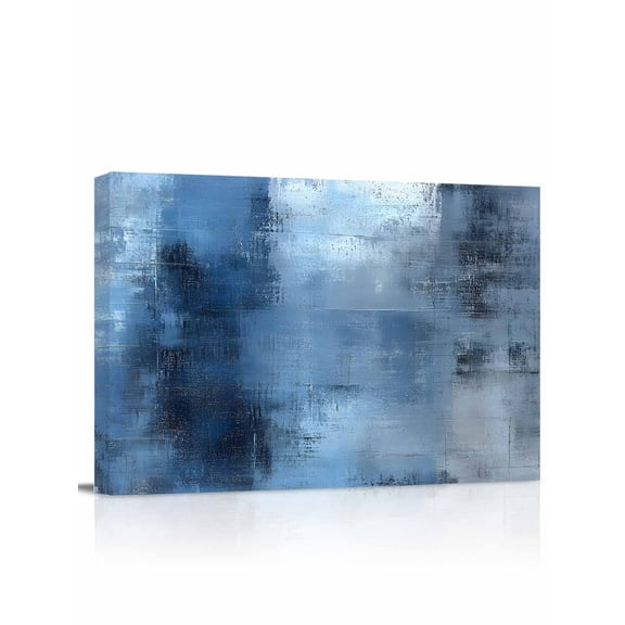 Blue Wall Art for Living Room,Canvas Picture Wall Decor for Bathroom Bedroom,Vintage Modern Ombre Oil Painted Abstract Art Painting Artwork for Office Kitchen Hallway Dining Room Home Decor 12"x16"
