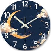 Blue Moon Glow in the Dark Wall Clocks Battery Operated 12 Inch  Slient Wall Clock Non-Ticking