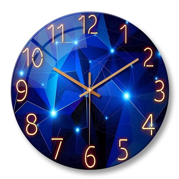 Blue Wall Clocks Battery Operated 20 Inch Modern Wall Clock Silent Round Large Wall Clock for Living Room