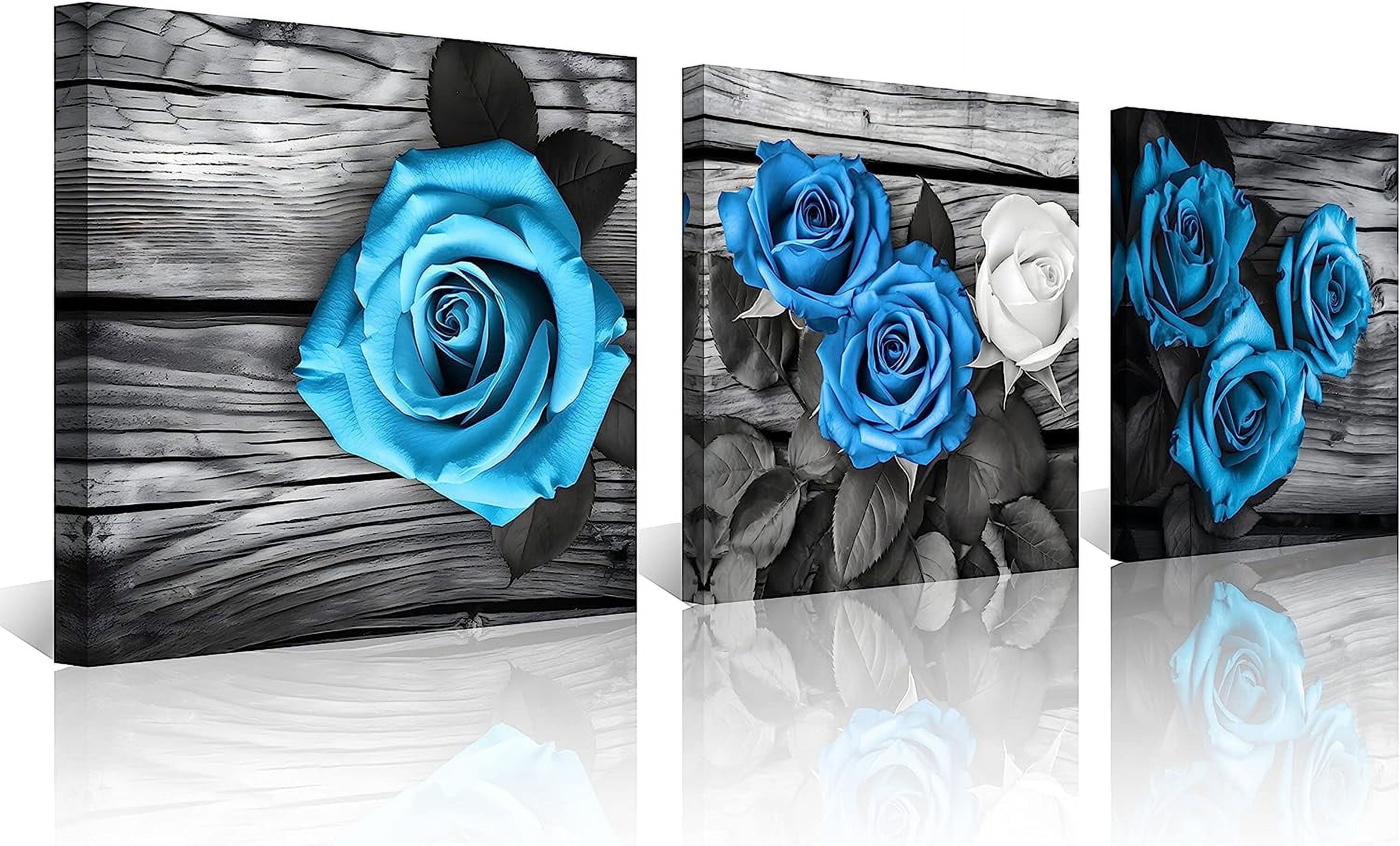 Blue Wall Decor for Living Room Blue Bathroom Accessories Black and ...