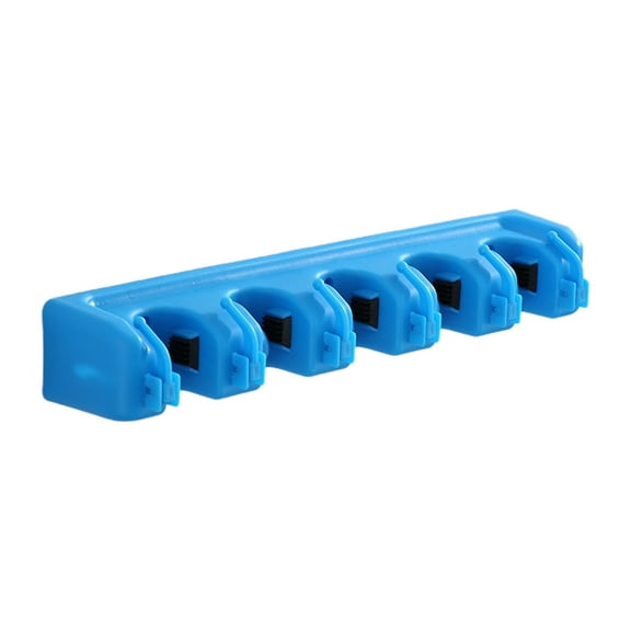 Blue Wall Mounted Tool Organizer With 6 Adjustable Hooks, 5 Spring Loaded Slots, Durable Plastic Construction, And Foldable Design For Garage, Kitchen, And Laundry Room 16X3.2X2.4 In 0.73