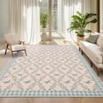 thumbnail image 1 of Blue Washable Modern Rugs Non Slip Indoor Pattern Printed Soft Carpet for Living Room Bedroom Low Pile Area Rug 10x13 Ft, 1 of 5