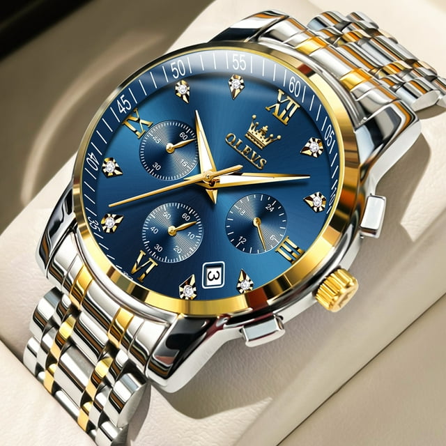 Blue Watches for Men OLEVS Watch Men Blue Face Luxury Watches for Men ...