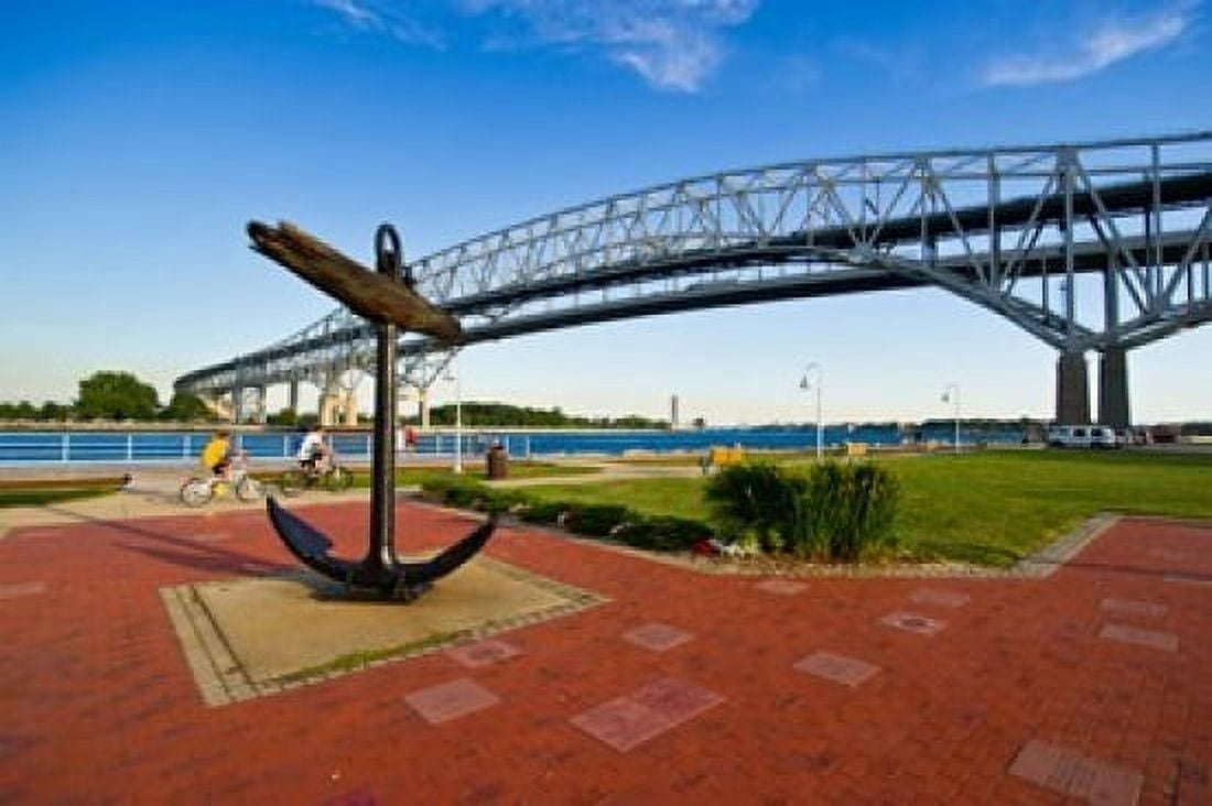 Blue Water Bridge at Port Huron Michigan USA Canvas Art - Panoramic Images (36 x 24)