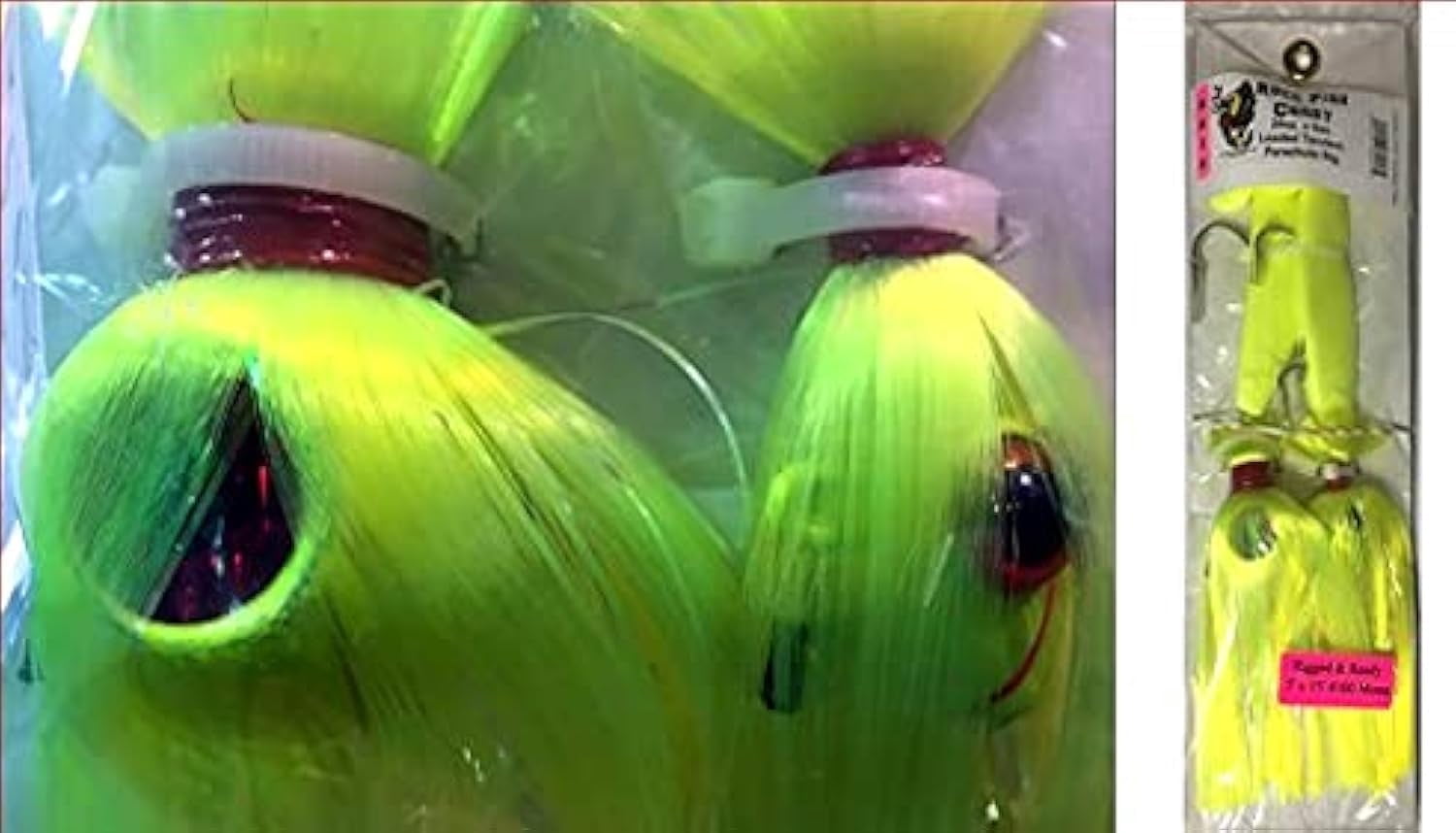 Blue Water Candy Rock Fish Candy Mojo Lures | 24 Oz & 6 Oz Tandem Parachute Rigged Swimbaits (Chartreuse) - View #4