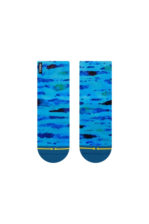 Blue Water Color Quarter Crew Socks
