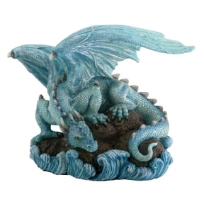 Blue Water Dragon on Rock Fantasy Figure Decoration