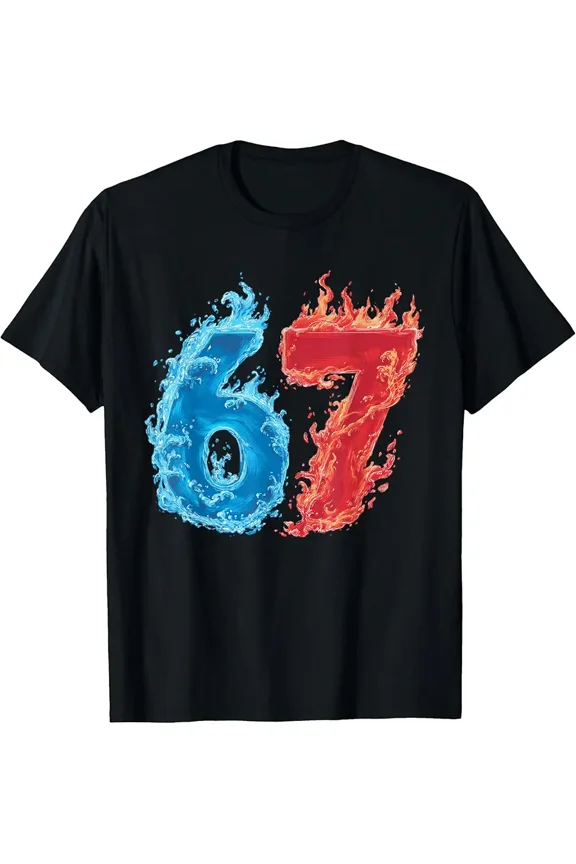 Blue Water Red Fire 67 Elemental Graphic Design Unisex Casual T-Shirt