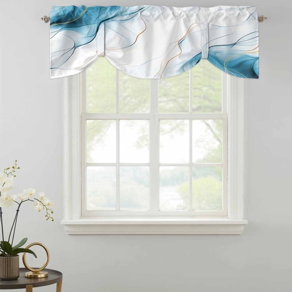 Blue Water Ripple Tie Up Valances Curtain, Vintage Abstract Adjustable ...