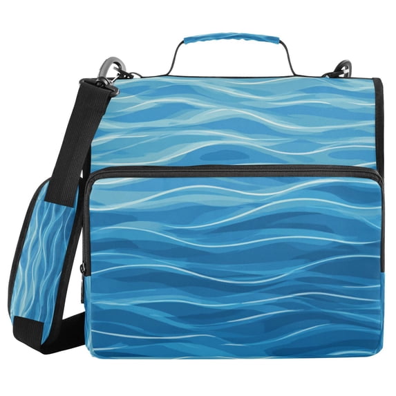 Blue Water Ripples Binder Bag with Shoulder Strap 3 Ring Zipper Binder ...