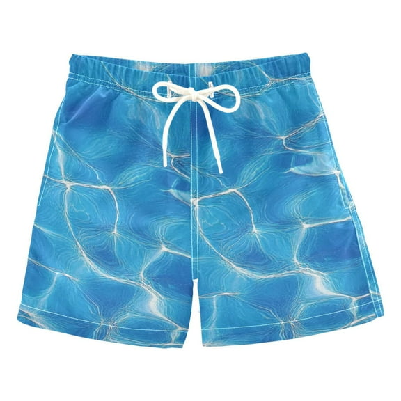 Blue Water Ripples Boys Swim Trunks Quick Dry Boy Swim Shorts for 3-14 Years