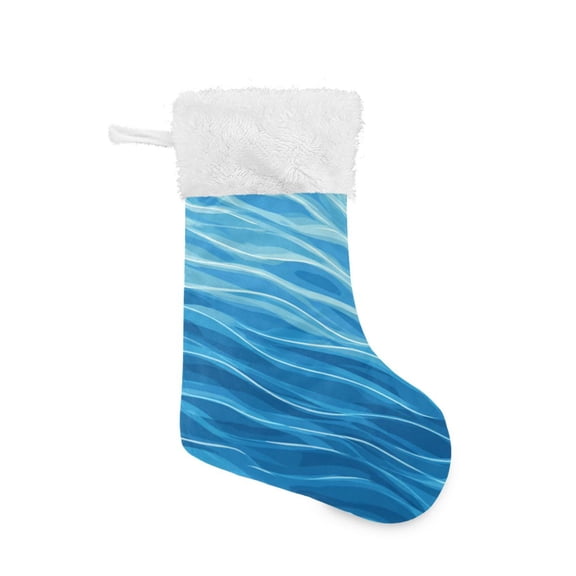 Blue Water Ripples Christmas Stockings Large Capacity 18 inch Gift Bag with Hook Xmas Holiday Decor 1 Pack