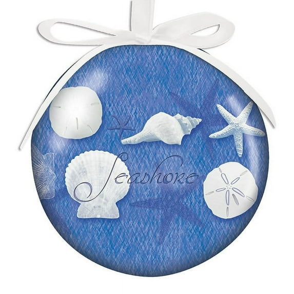 Blue Water Shells Hanging Ball Christmas Ornament High Gloss Resin