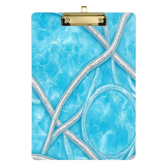 Blue Water Surface Pattern 12.5x9in Clipboard, Durable Acrylic with Metal Clip and Wall Hook for Office or Classroom