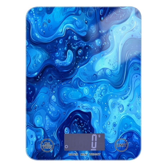 Blue Water Texture Food Scale Digital Kitchen Scale Waterproof Grams Ounces lbs for For Baking and Cooking