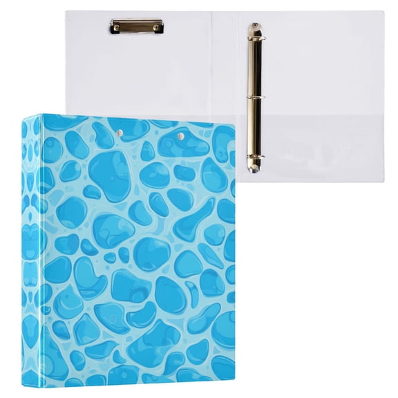 Blue Water Texture Pattern 3 Ring Hardcover Binders 1.5in Round Rings for Letter-Size Folder Paper Organizer Pockets for Office Student Recipe