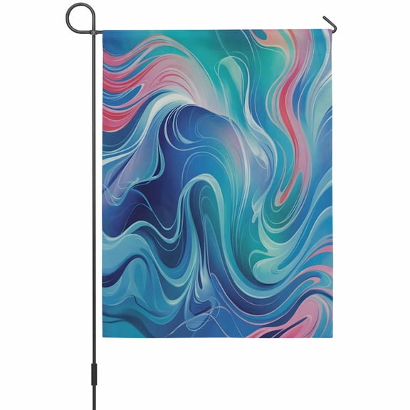 Blue Water Waves Garden Flag 12 x 18 Inches, Abstract Gradient Pink Modern Style Weather Proof Outdoor Patio Flags Double Sided Small Garden Decoration for Yard Outside Home