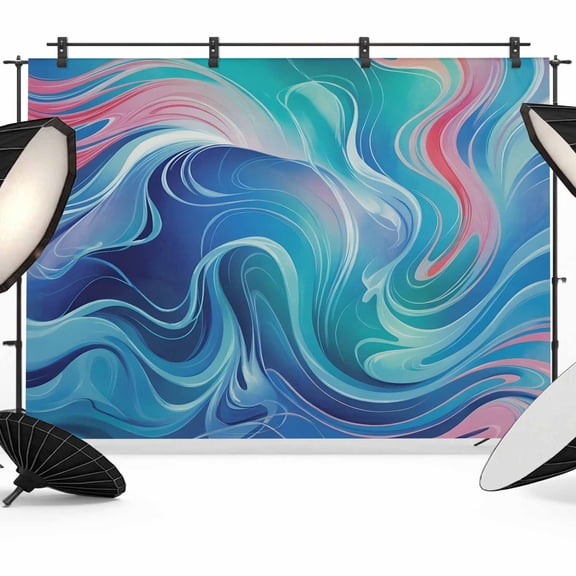 Blue Water Waves Photography Backdrop 7x5FT, Abstract Gradient Pink Modern Style Photo Backdrops, Background for Photography Studio Photo Studio Background, Back Drop for Photoshoot