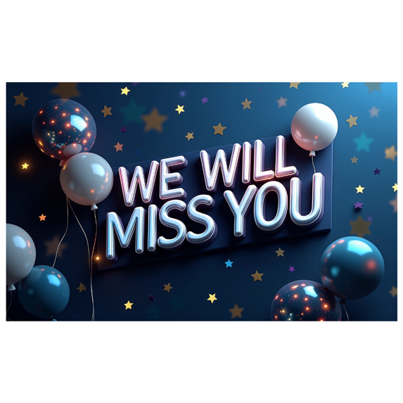 Blue Watercolor Backdrop Banner with Balloons Stars Decors for Farewell Party, Photo Booth Background, Event Decorations, Celebration Supplies, Party Props