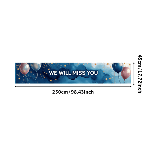 Blue Watercolor Backdrop Banner with Balloons Stars Decors We Will Miss You Theme, Party Supplies for Farewell Party Retirement Party Photography Props