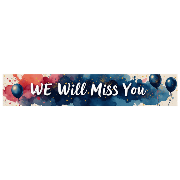 Blue Watercolor Background Banner with Balloons Star Elements We Will Miss You Decoration Party Supplies Farewell Party Photography Props Decor Backdrop