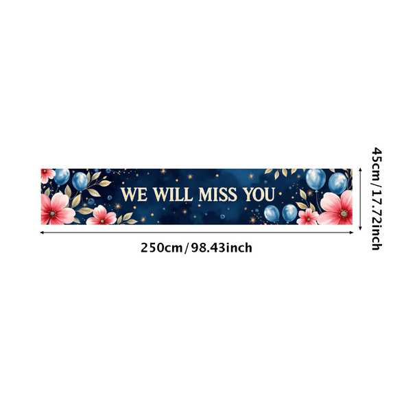 Blue Watercolor Background Banner with Balloons Stars and the Text We Will Miss You Farewell Party Decorations Photography Props Party Supplies Decor Backdrop