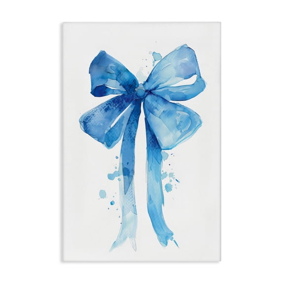 Stupell Industries Blue Watercolor Bow Illustration Canvas Wall Art, design by LSR Design Studio