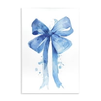 Stupell Industries Blue Watercolor Bow Illustration Wall Plaque Art, design by LSR Design Studio