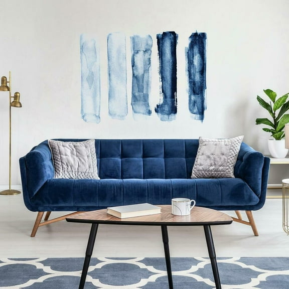 Blue Watercolor Brush Strokes Peel and Stick Giant Wall Decals