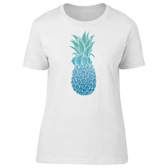 Blue Watercolor Exotic Pineapple T-Shirt Women -Image by Shutterstock, Female Small