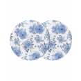 thumbnail image 1 of Blue Watercolor Floral Round 13 Inch Placemats Set of 2, Spring Flower Abstract Art HeatResistant Non Slip Place Mats for Dining Table, Wipeable Braided Kitchen Table Mats for Housewarming, 1 of 9