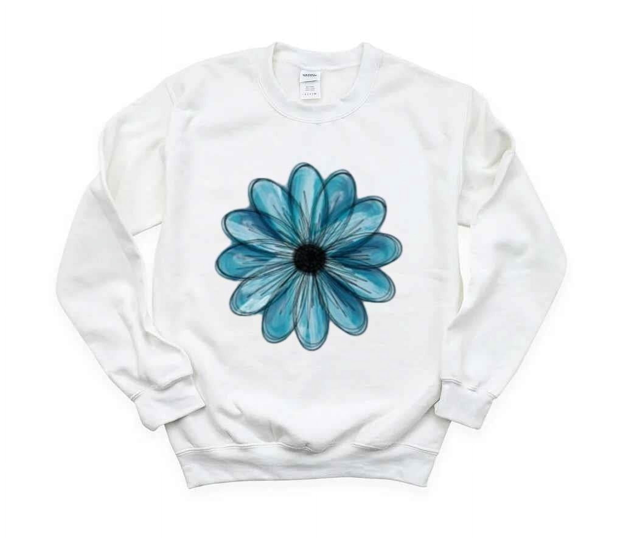 Floret Print Sweatshirt Set-Light Blue